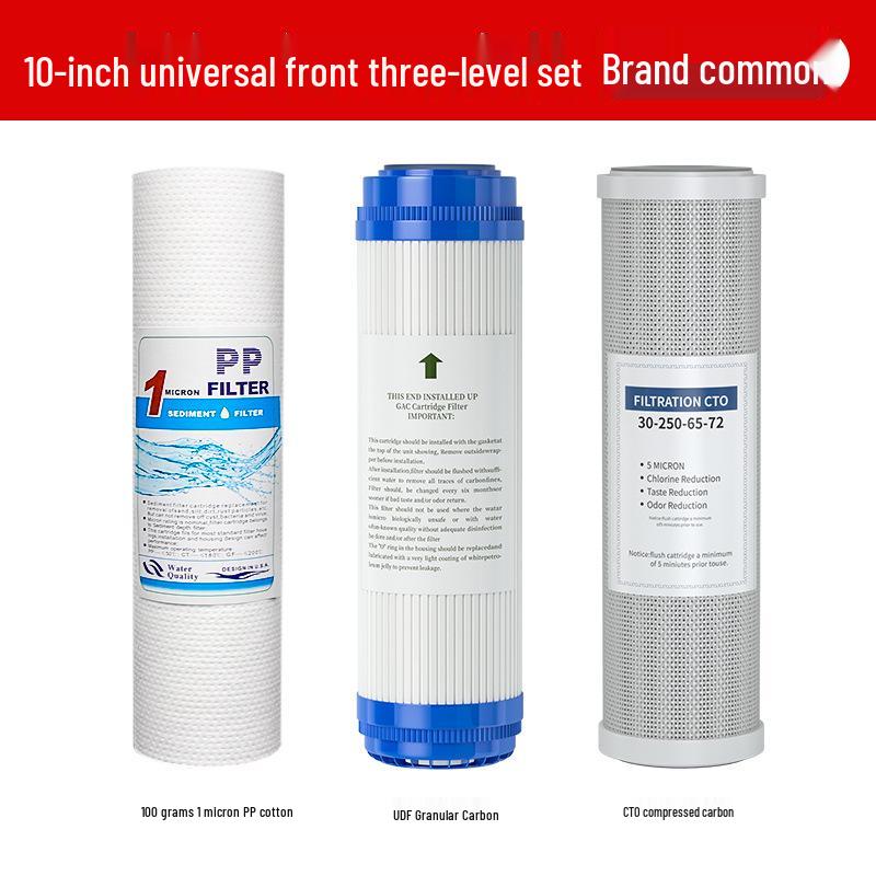 10-Inch Universal Water Purifier Cartridge Set: PP Cotton & Activated Carbon Filters for First Three Stages