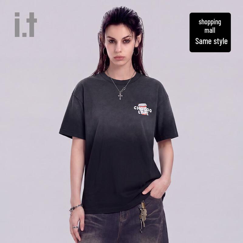:CHOCOOLATE i.t Unisex Washed Cotton Colorblock Logo T-Shirt 4XL