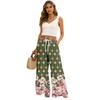 Dames zomer boho palazzo broek met hoge taille, wijde pijpen en bloemenprint, casual broek met zakken