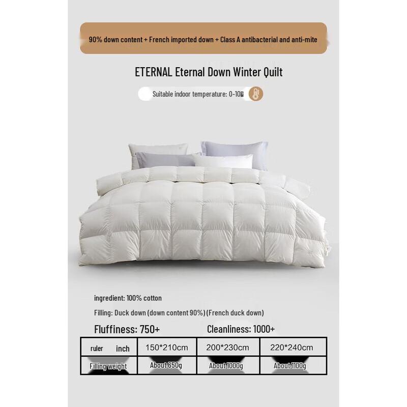 

Mercury Home Textiles 90% White Duck Down Duvet