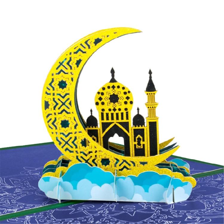 Festive 3D Eid Card Creative Popup Holiday Greeting Cards Built-in Blank Space