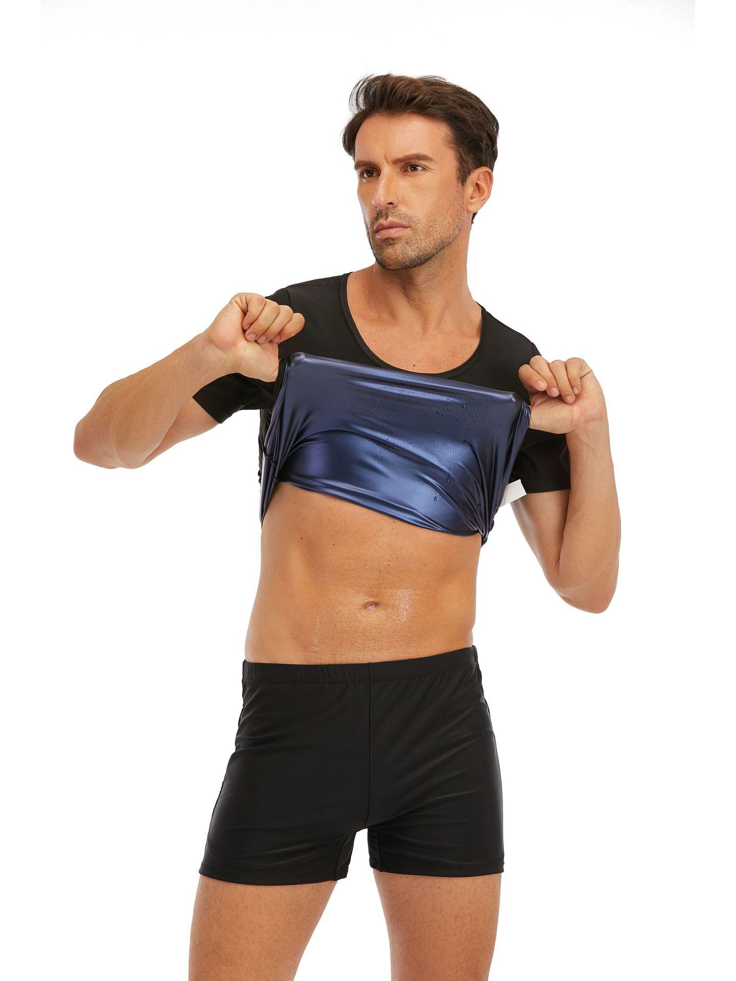 

Мужской бодишейпер в европейском стиле: Топ спортивный с коротким рукавом для плотного контроля живота 4XL/5XL