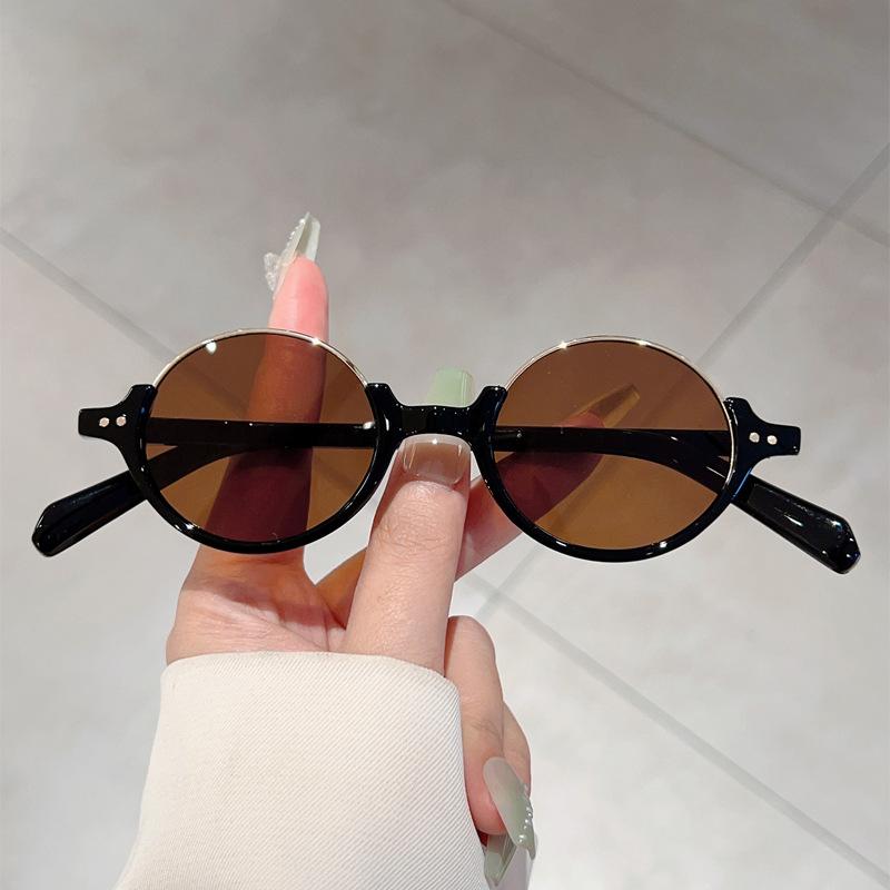 

Half Frame Round Frame Sunglasses Simple Fashion Senior Sense Sunscreen Shades Eyeglasses Stylish and Elegant UV400 Eyewear