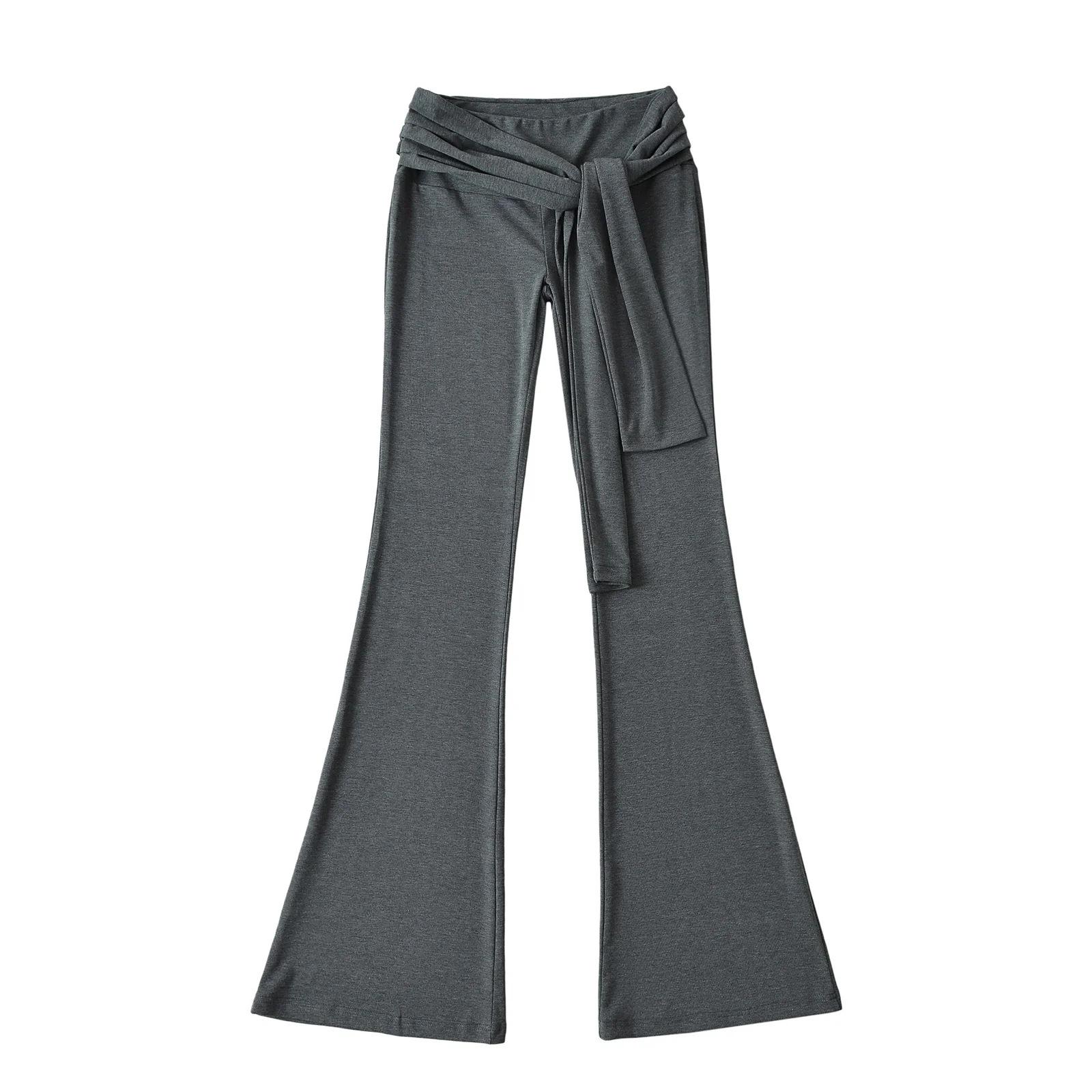 

Women s 2025 Summer Low-Waist Slim-Fit Flare Yoga Pants - Spicy Girl Collection L темно-сірий