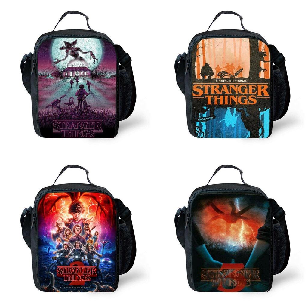 Stranger Things Insulated Lunch Box Bag Durable Oxford Backpack For Outdoor Picnic And Beach With Smooth Zipper
