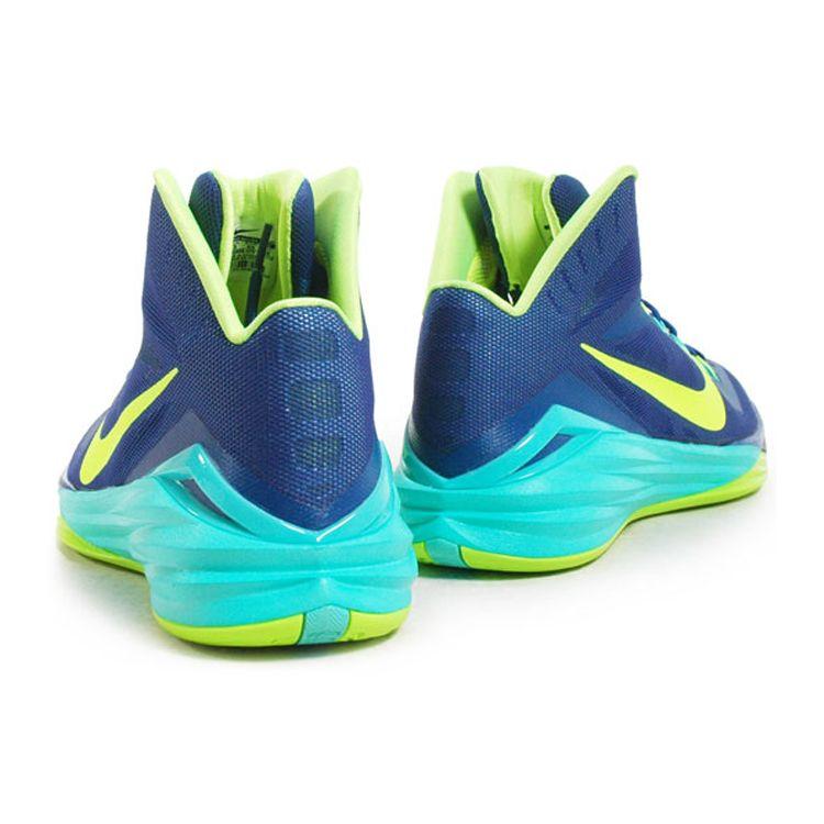 Nike Hyperdunk 2014 Round Toe Fabric Shock Absorption Non-Slip High-Top Basketball Shoes Men Sneaker Blue Yellow 653650-473