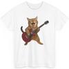 Electric Guitar Rock Cat T-Shirt Funny Music Playing Kitty Graphic Concert Tee