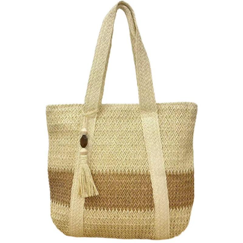 New Versatile Straw Woven Bag Women's Woven Bag Large-capacity Tote Bag Shoulder Bag Summer Portable Vacation Beach Bag