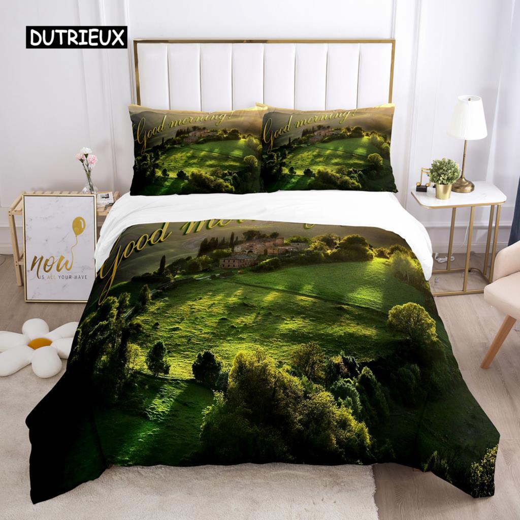 Good Morning Duvet Cover Set Microfiber Coffee Rose Cozy Breakfast Twin Bedding Set Double Queen King Size 2/3pcs Quilt Cover