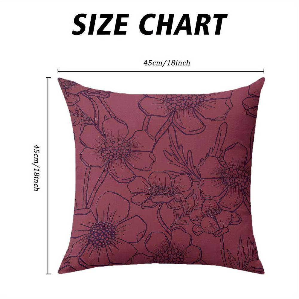 Berry Anemone Square Jacquard Pillow Cover for Sofa Office Waist Cushion Cover Home Decorative Pillowcase