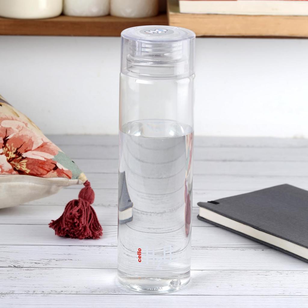 CELLO H2O Nerozbitná láhev na vodu 1L s nepropustným silikonovým těsněním pro posilovnu, cestování a každodenní použití v křišťálově čistém designu