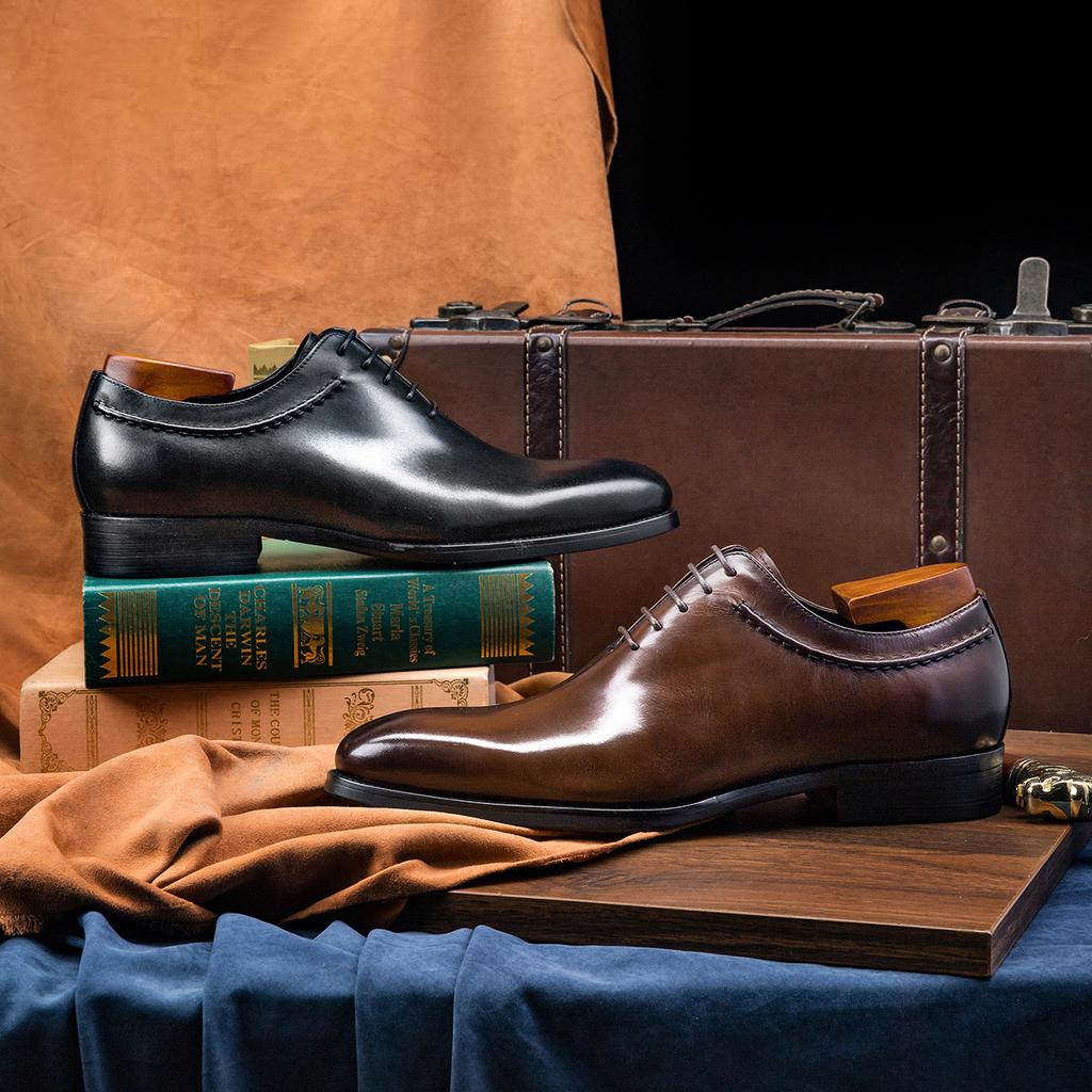 Men's Business Dress Wedding Shoes Trendy Shoes British Pointed Lace-up Men's Leather Shoes Cowhide Shoes