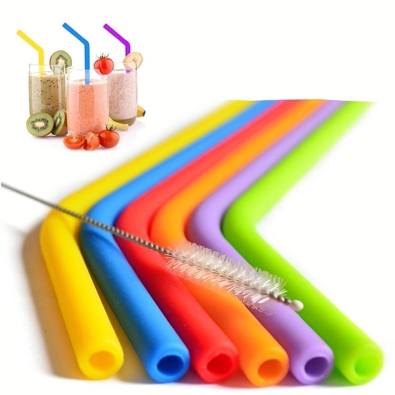 8PCS Silica Gel Drinking Straw Food Grade Straw for Children Recycleable Bent Straw