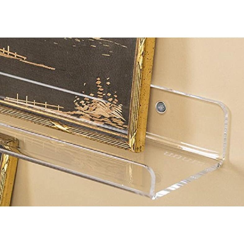 WANLIAN 8 Inch Acrylic Clear Shelves for Wall No Drilling, 2 Pack Small Adhesive Floating Shelf with Ledge, No Damage Mounted, Easily Expand Wall