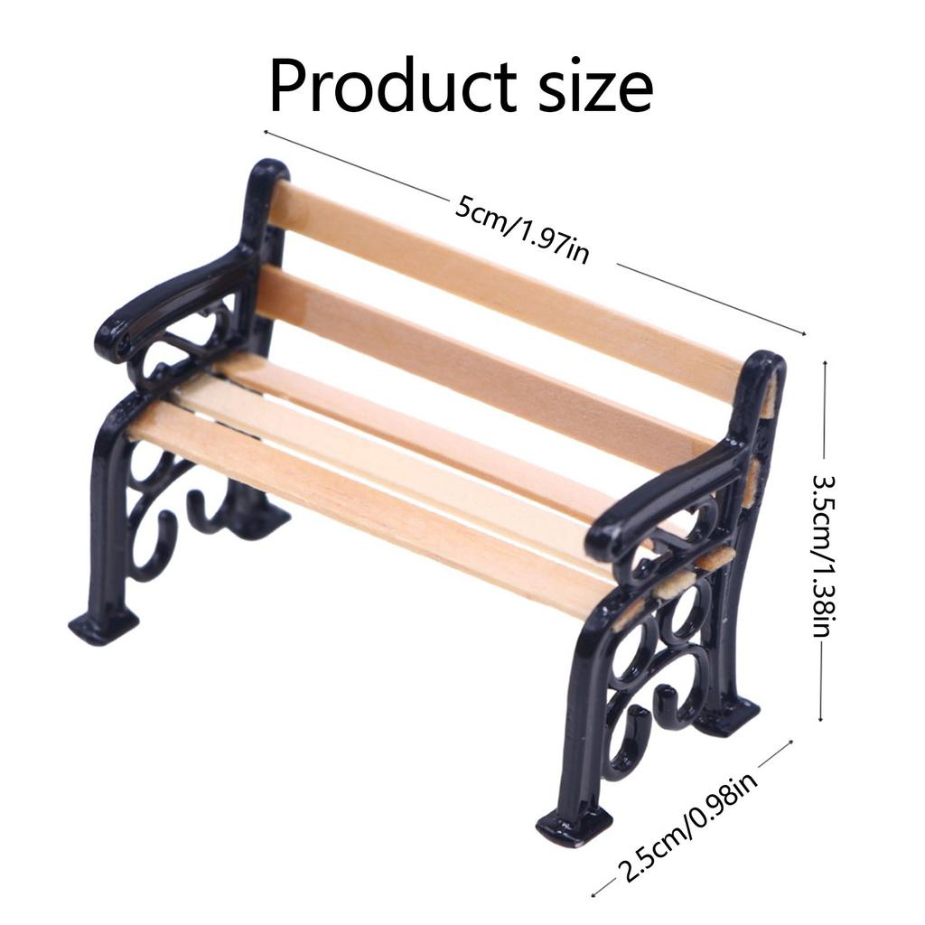 2PCS Miniature Park Chairs Model Furniture Figurine For 1/12 Doll House Decoration Garden Scene Display Accessories