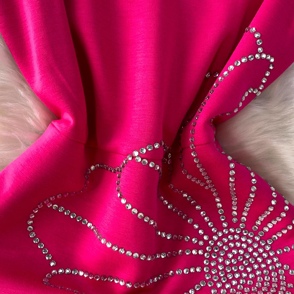 Dinner Party Dress Women's Summer High Sense Hot Diamond Flower V-Neck Sleeveless Slim Skinny Split Dress