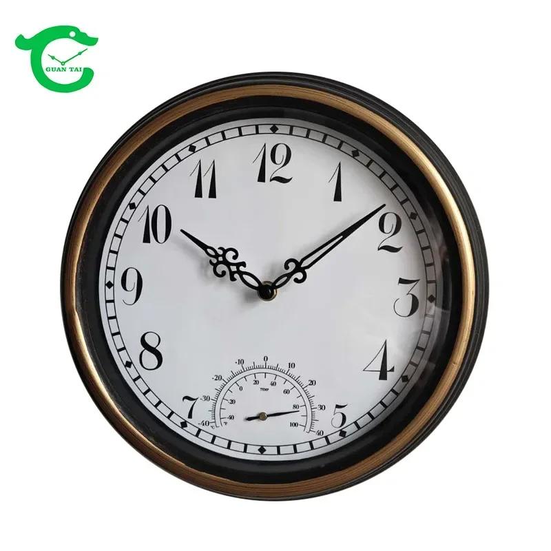 Outdoor Garden Large Wall Clock Vintage Waterproof Clocks Thermometer Nordic Modern Wall Watches Home Decor Living Room GiQ4J3Z3
