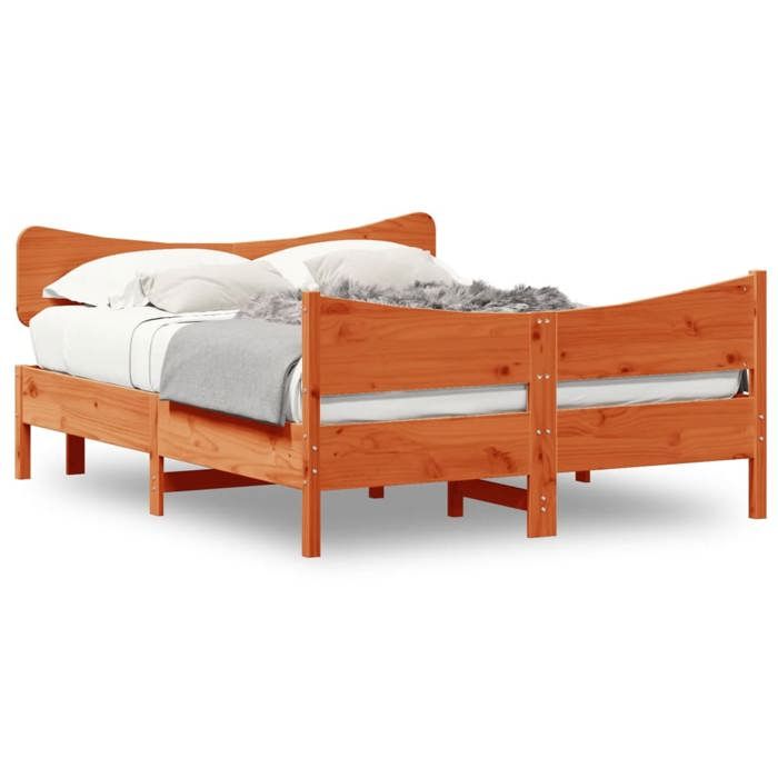 VidaXL Bed Frames and Headboards, Double Bed with Slat Base, Adult Bedroom Bed, Modern, Wax Brown 150x200 Cm 3216380