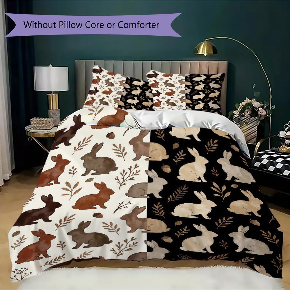 Repeat Bunny Pattern Bedding uilt Set uilt Cover Pillowcase Home Decoration Birthday Gift (1 * duvet cover + 2 * pillowcase without core)