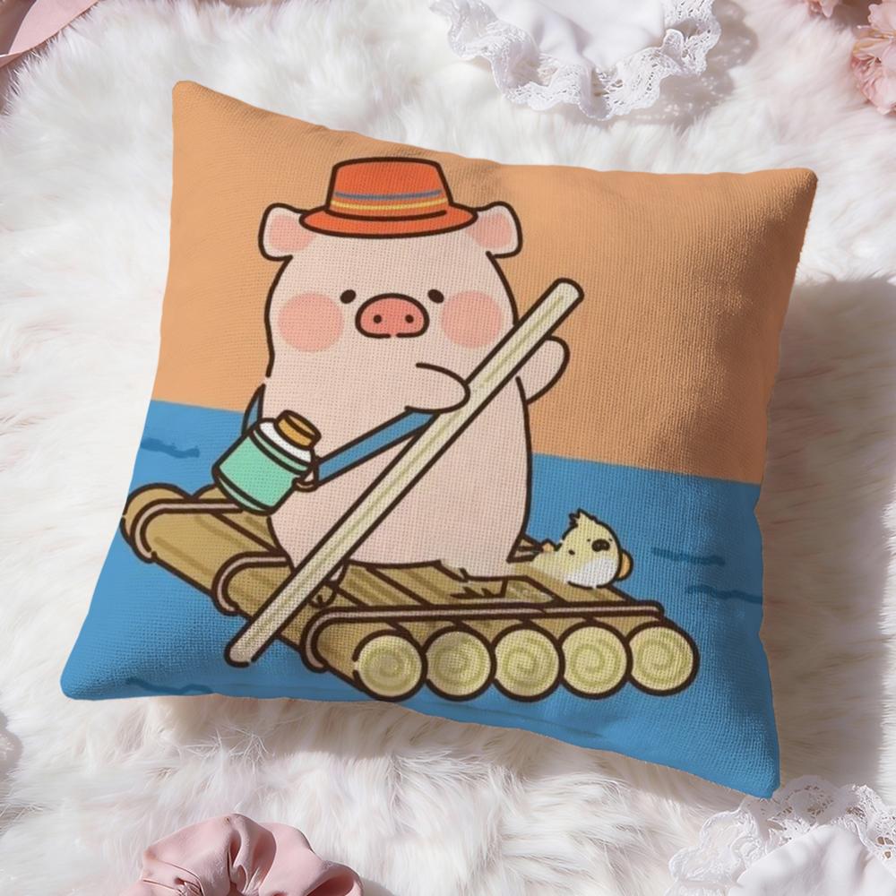 Cartoon L-Lulu Pig Pink Cushion Cover Premium Comfort Reversible Pillow Cove -Two in One Design for Any Room & Car Interior