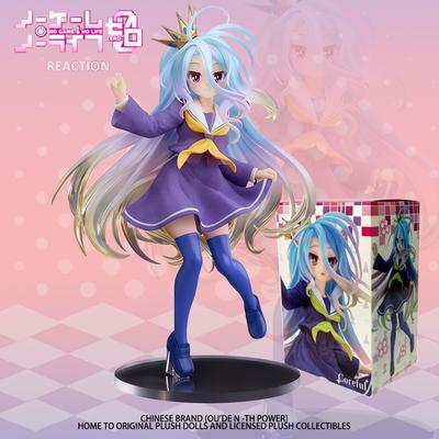 Figura Anime 18cm No Game No Life - Shiro con Orecchie da Gatto Uniforme Scolastica Figura d'Azione in PVC Giocattolo da Collezione Regalo