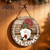 Decorative Hanging Sign for Home Decor DIY Wooden Gnome Welcome Front Door, Rustic Wall Porch with Lanyard, Plaque Farmhouse Entryway Ornament Outdoor
