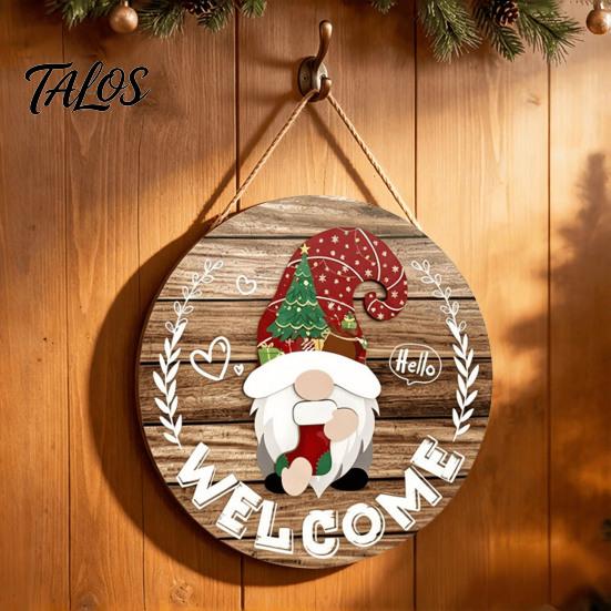 Decorative Hanging Sign for Home Decor DIY Wooden Gnome Welcome Front Door, Rustic Wall Porch with Lanyard, Plaque Farmhouse Entryway Ornament Outdoor