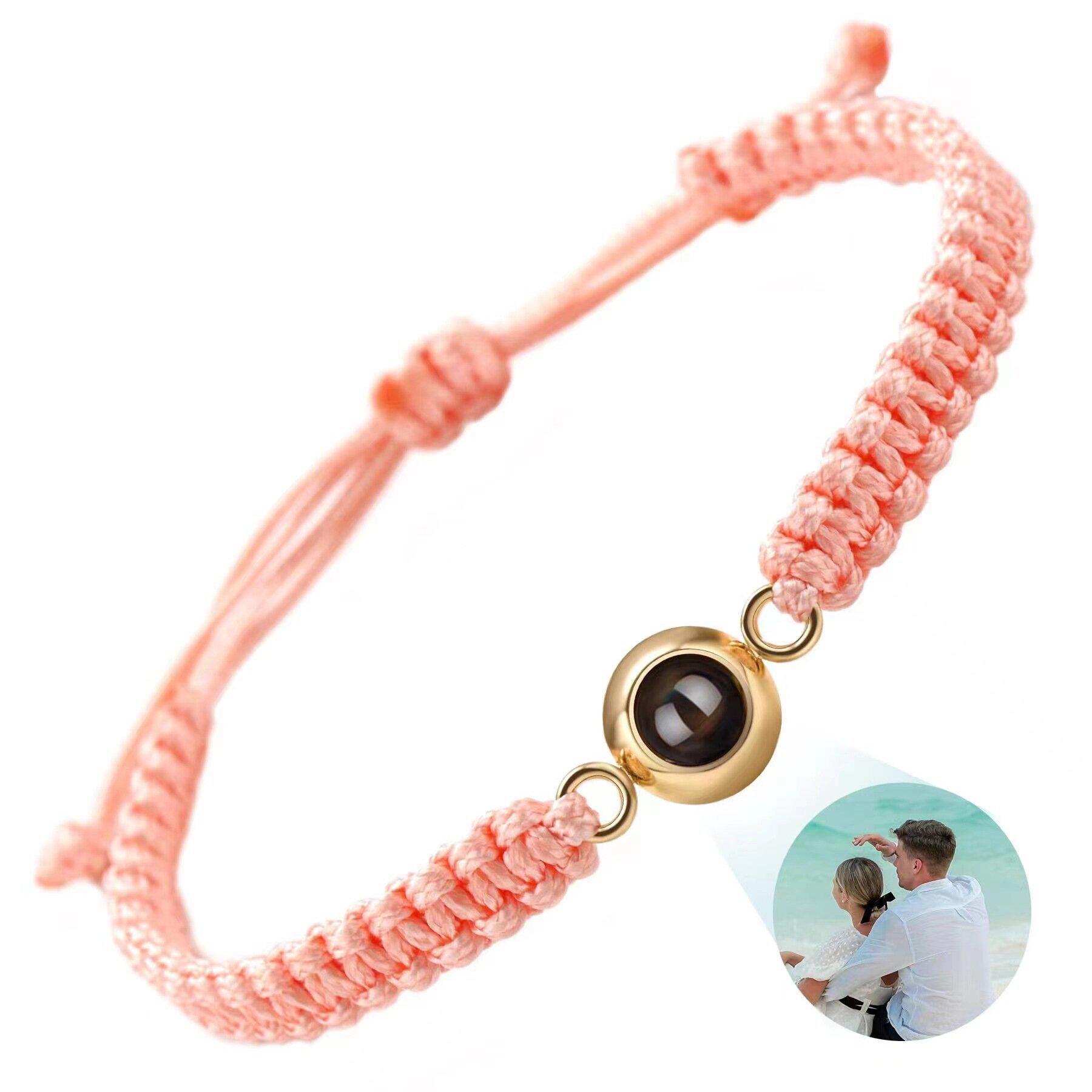 

Custom Stainless Steel Woven Bracelet with I Love You in 100 Languages and Photo