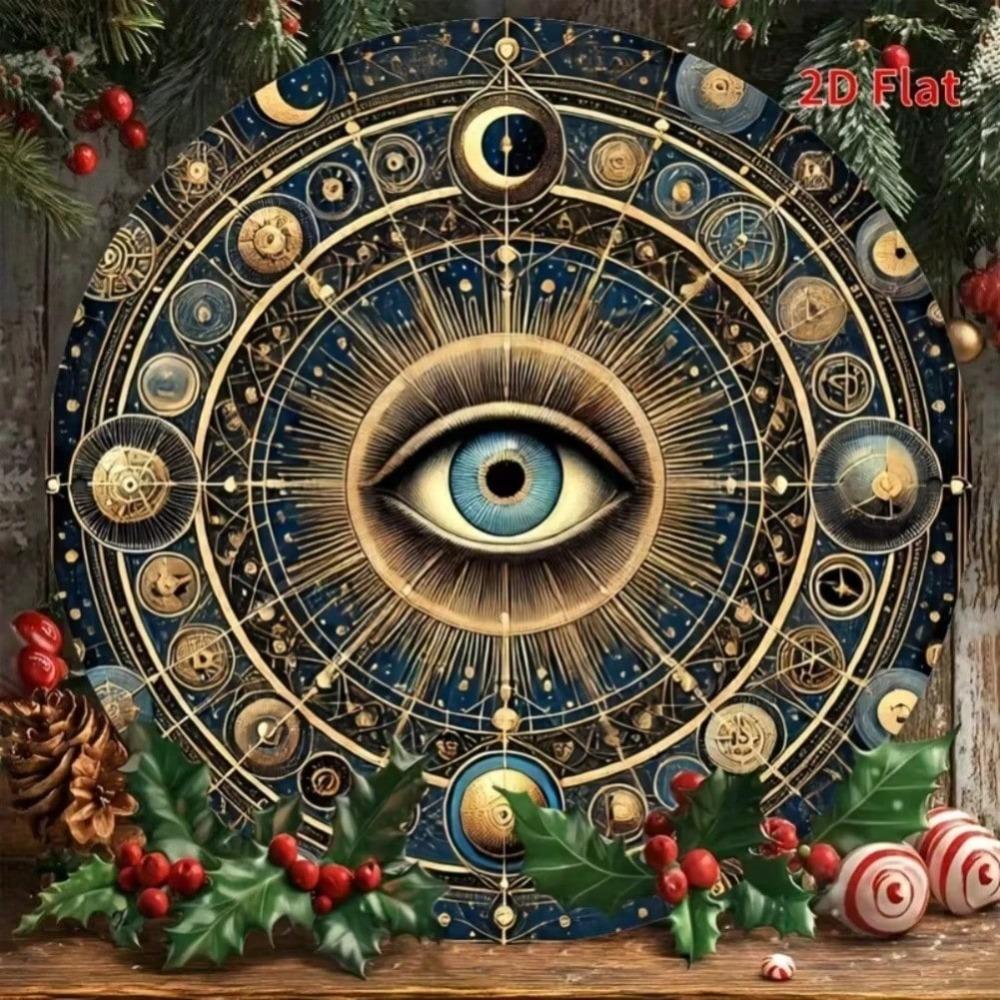 Blau-Goldener Kreisförmiger Metall-Wandkunst-Schild mit Bösem Blick für Haus, Café, Bar-Dekor, Geschenk