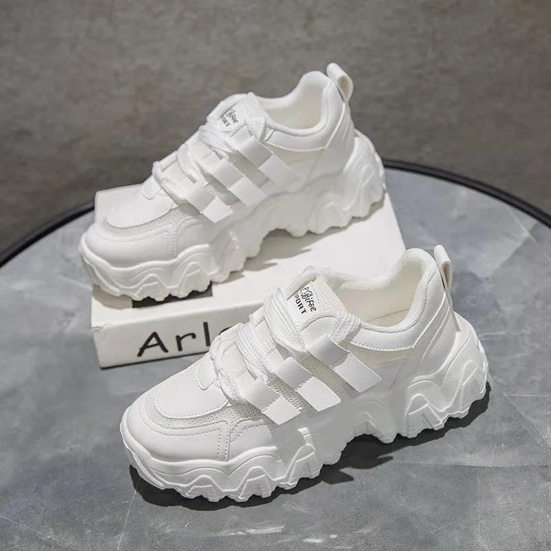 Women's Height Increasing Shoes 2024 Spring Summer New Style Mesh Ventilation Casual Anti-Slip Versatile Sneakers Women's Autumn