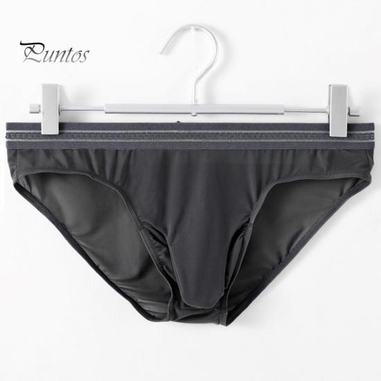 Men Briefs Mid-rise High Elasticity Tight Fit Breathable Panties Solid Color Mesh Stitching Sexy Underwear Daily Wear
