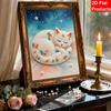 Pearl Painting DIY Kit Frameless Sleeping Cat Canvas Shiny Bead Art Creative Craft for Bedroom Living Room Decor