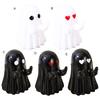 Ghost Phone Holder Cute Small Middle Finger Ghost Figurine Phone Stand Halloween Tabletop Pen Holder for Home Office Desktop Decoration
