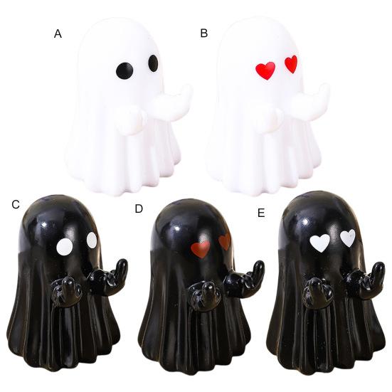Ghost Phone Holder Cute Small Middle Finger Ghost Figurine Phone Stand Halloween Tabletop Pen Holder for Home Office Desktop Decoration