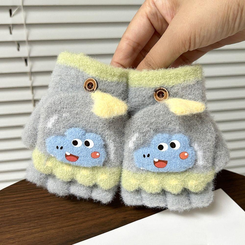 Cold Proof Little Kids Flip Top Gloves Convertible Cartoon Children Gloves For 4 To 8 Years