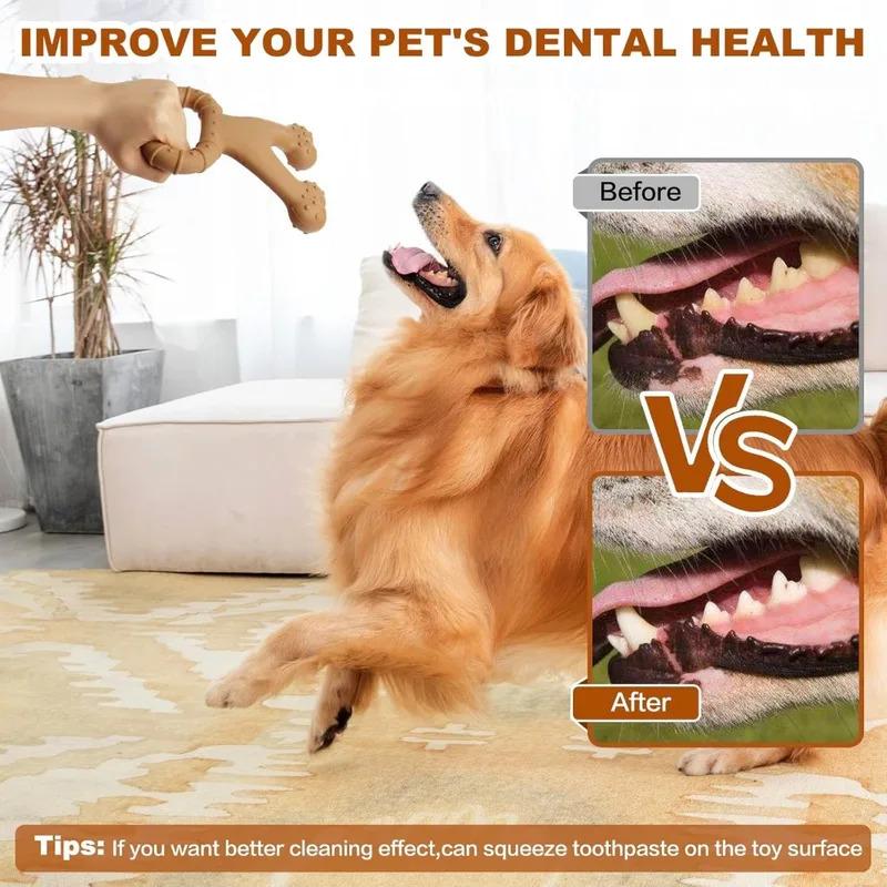 Durable Nylon Dog Chew Toy Beef Bacon Flavor Double Bone Teething Chew for Large Dogs Interactive Puppy Toys Dental Cleaning