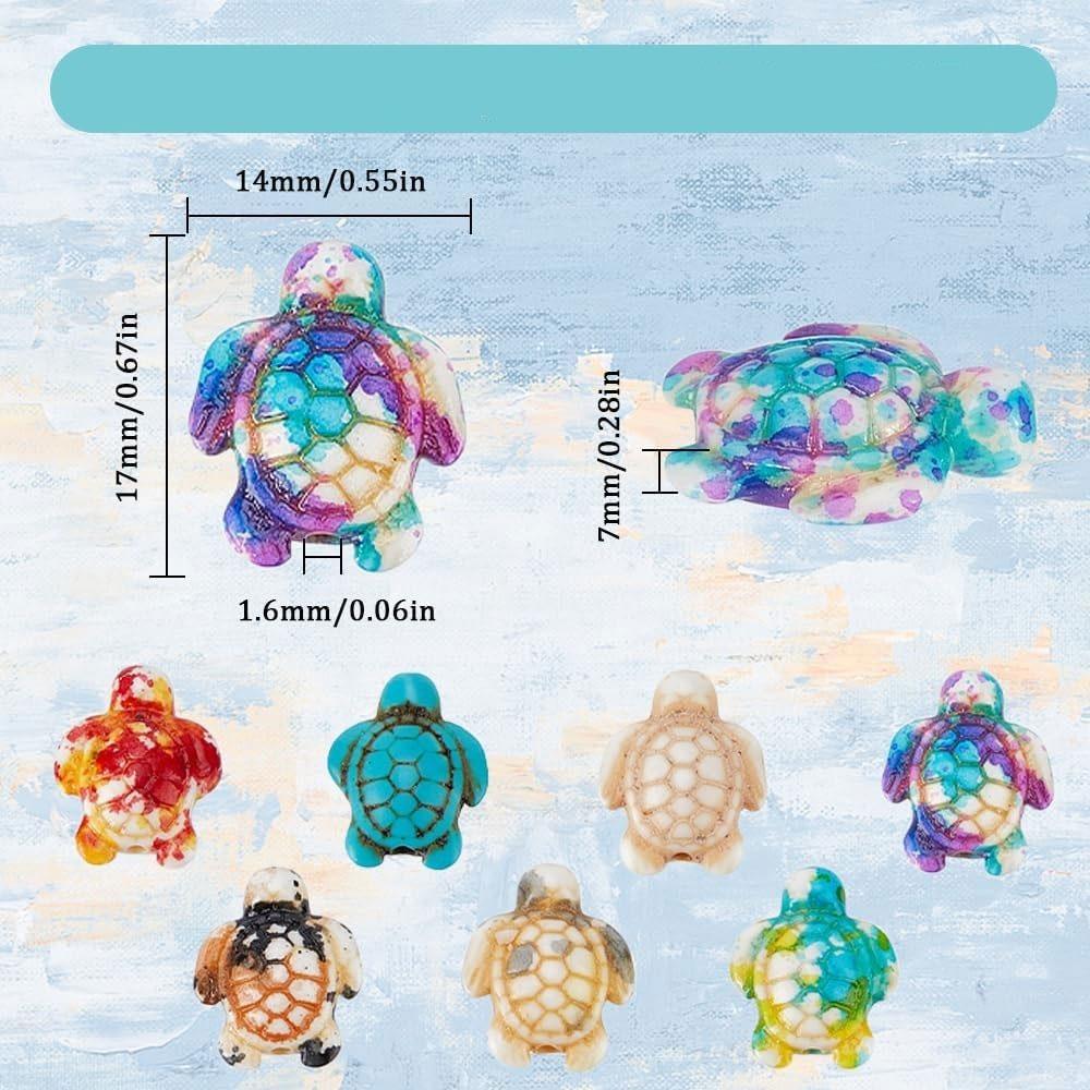 10/30/50 Pcs of Colorful Turtle Beads, Loose Turtle Beads, Turquoise, Marine Animals, Turtle Spacing Beads, DIY Crafts, Jewelry Necklaces, Bracelets