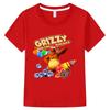 T-shirt per Bambini Grizzy e i Lemming 100% Cotone Stampa Cartone Animato Manica Corta Carina per Bambini e Bambine Top per Bambini 3-12 Anni Girocollo Magliette Estive Anime