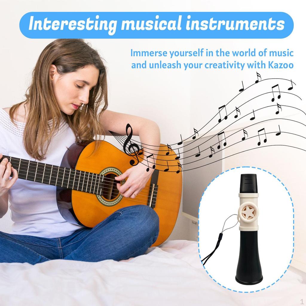 Kazoo Flute Accompaniment Wind Instrument Music Toy with Lanyard PP Material Storage Bag Suitable