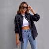 Ny 2023 Dame Høst/Vinter Denim Cardigan - Ensfarget, Enkeltradet Skjortejakke med Nedslått Krage