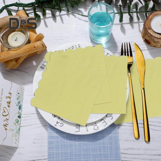 100 Ark 25CM Vågig Cocktailservett 2 Lager Tjock Fyrkantig Engångs Babyshower Bröllop Födelsedagsfest Dessert Dryck Middag Pappersservett