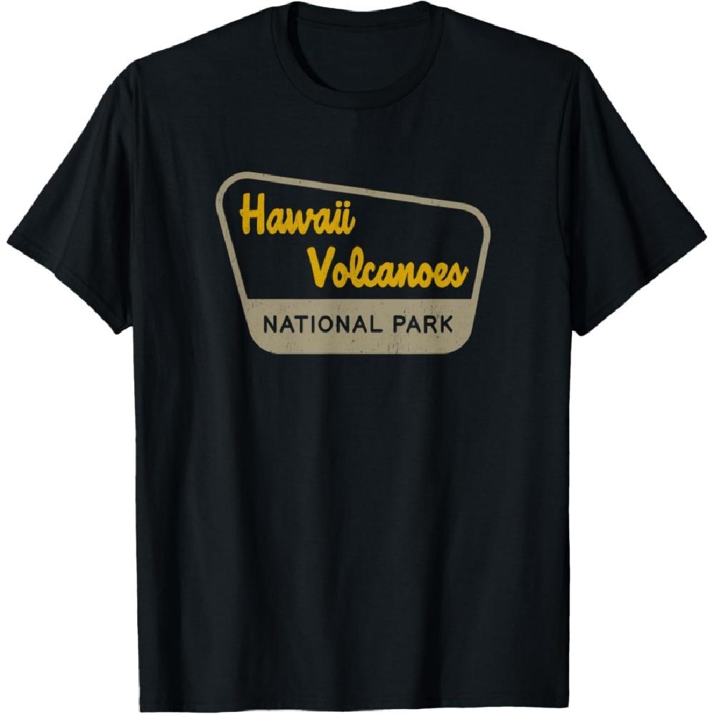 Hawaii Volcanoes National Park Retro Two-Tone Sign T-Shirt S