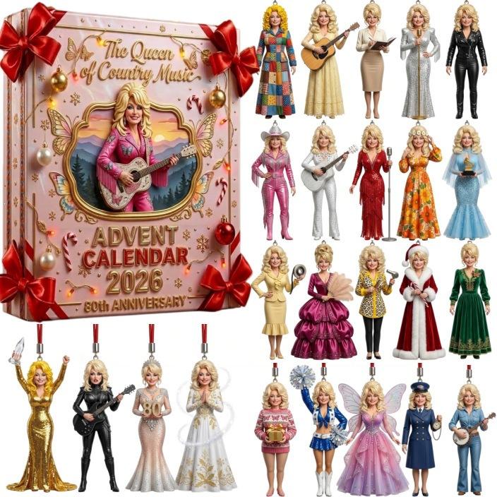 Dolly Advent Calendar 2026 Memorial 24 Days Christmas Countdown Calendar,Country Music Legend Dolly Memorial Advent Calendar