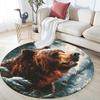 Grizzly Bear Round Area Rug,Carpet Rug for Living Room Bedroom Sofa Playroom Decor,Non-slip Floor Mat