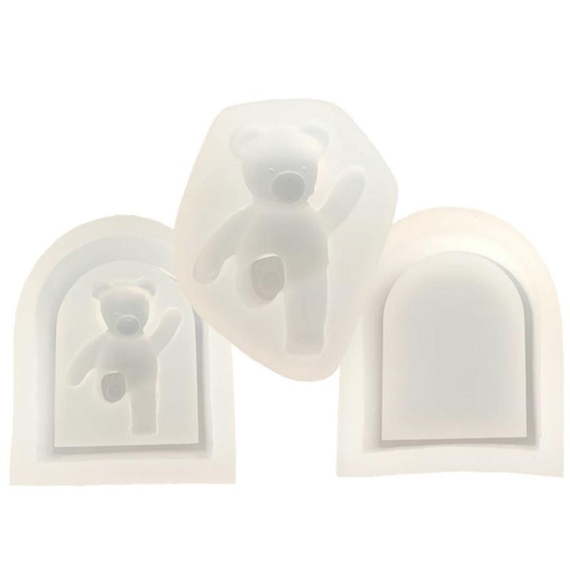3D Bear Door Frame Candle Silicone Mold for DIY Hand-made Candle Ornaments Mould Handicrafts Making Tool Baking Mold