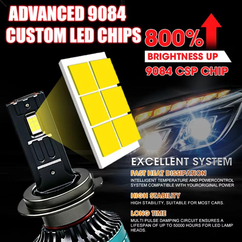 H7 H4 H1 Led Headlight Bulbs High Power Car Lights Turbo Lamp Auto Headlamp +800% Bright 12V