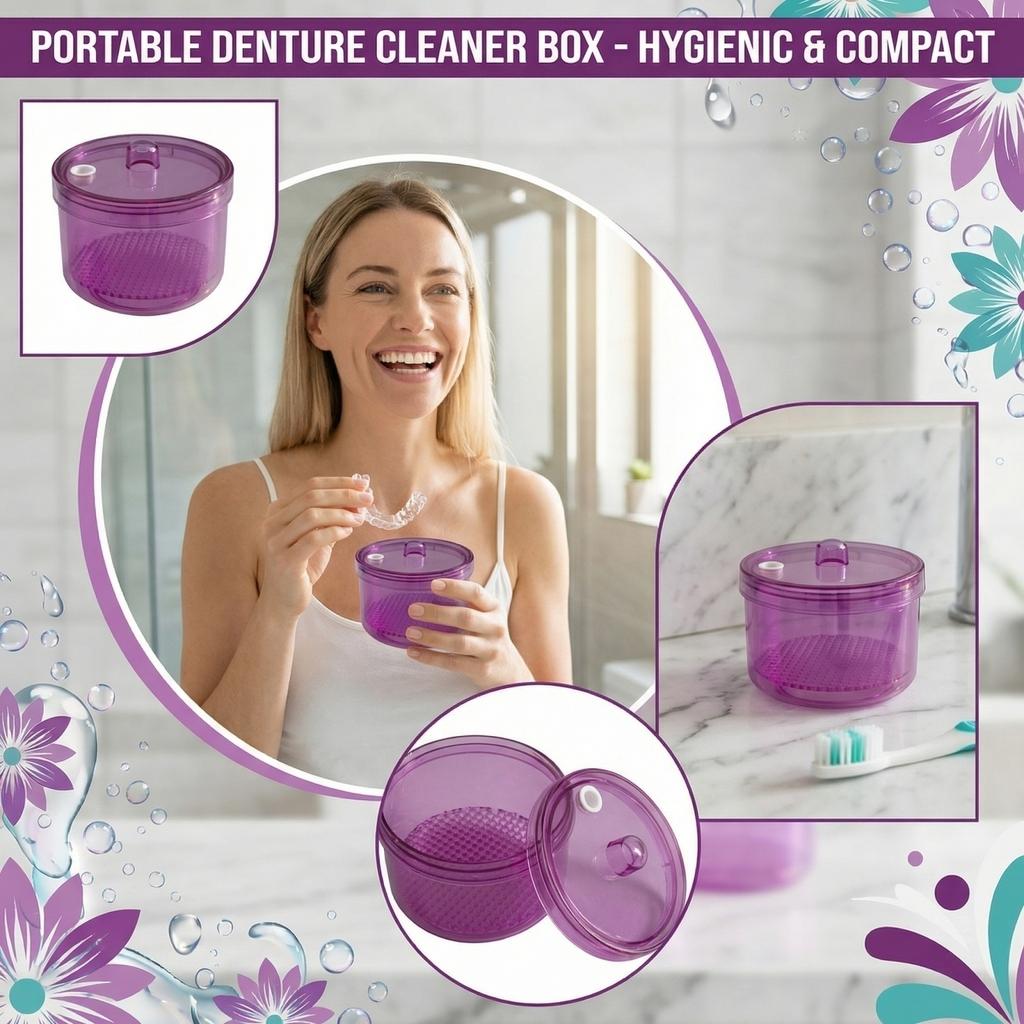 Portable Braces Cleaning Box Denture Cleaner Portable Teeth Box
