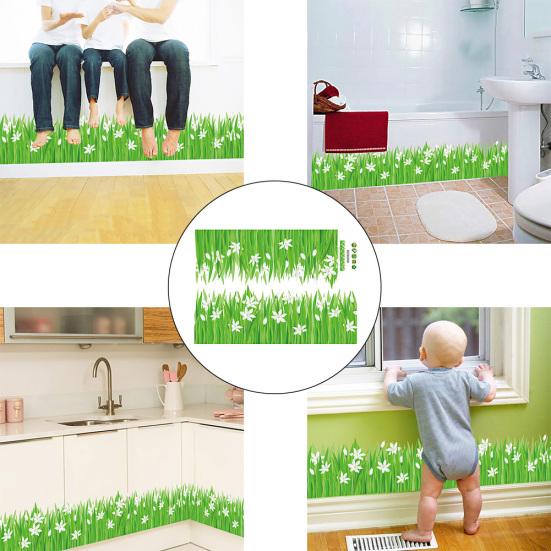 

Трава, метелик, квіти, плінтус, наклейка на стіну з ПВХ, декор дитячої кімнати 2pcs