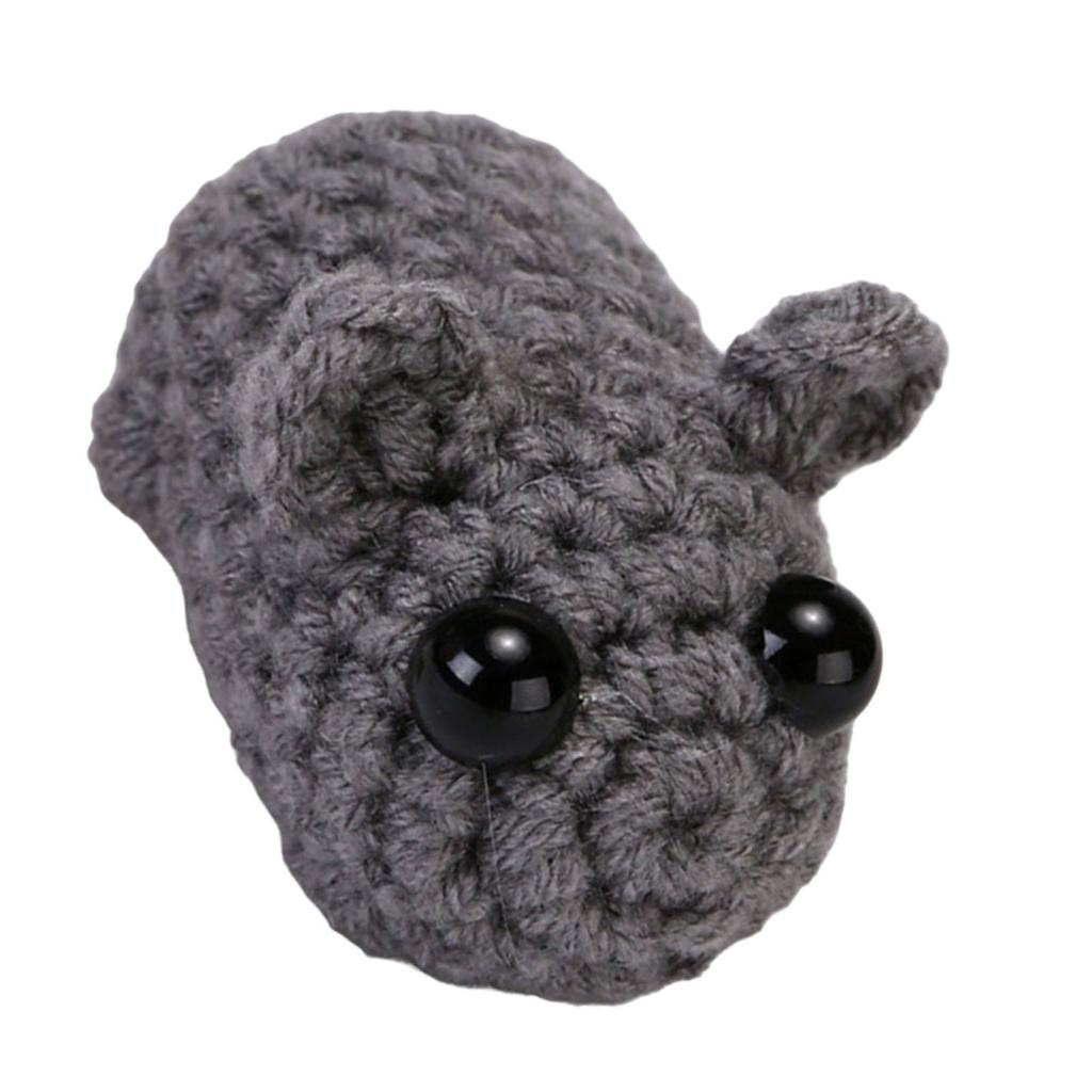 Handmade Crochet Sad Hamster Keychain Toy Plush Toy Soft Knitting Doll for Children Adults Bags Decors