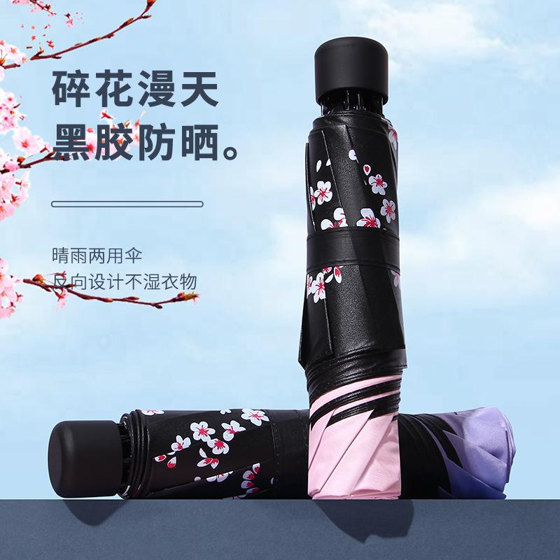 Sunscreen small black umbrella women's weather and rain children's umbrella sun umbrella parasol